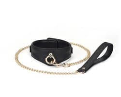 Liebe Seele - Demon's Kiss - Curved Collar Met Leash - Luxe En exclusief ontwerp - Zwart/Goud