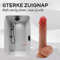 Aii 3D Realistische Dildo met Zuignap + Opbergtas - 21,5 cm - Dildo's - Sex Toys voor Vrouwen en Mannen - Dildo Mannen Anaal - Beige — thumbnail 7
