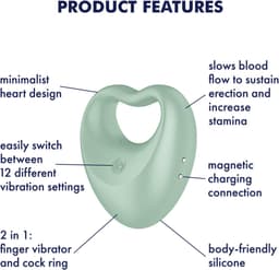 Satisfyer 2-in-1 vingervibrator en penisring 'Perfect Pair 3', 6,5 cm, lichaamsvriendelijke siliconen, oplaadbaar — thumbnail 6
