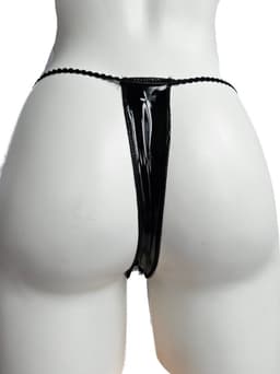 String - Maat S/M Datex LATEX en Stof- Zwart - - Fetish erotische kleding dames — thumbnail 3