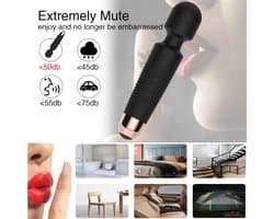 Vibrator - Wand Massage - Magic Wand Vibrator - Seksspeeltjes - Vibrators voor Vrouwen en koppels - Clitoris Stimulator - Zwart - 12 Standen - G-Spot - Erotiek - Stimuleer Vibrator - Sex toys - Zwart