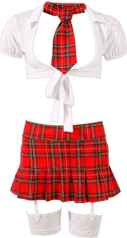 Cottelli Collection – Stoute Studente Outfit met Slipje voor Ondeugende Feesten of Rollenspel – Maat L – Rood — thumbnail 2