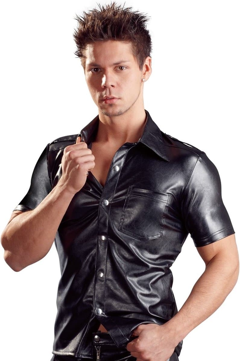 Ruige Biker Wetlook Shirt met Studs — afbeelding 1