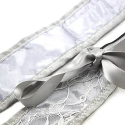 Nooitmeersaai - Bondaget set met handboeien, masker en paddle - Satijn - Wit - One-size — thumbnail 2