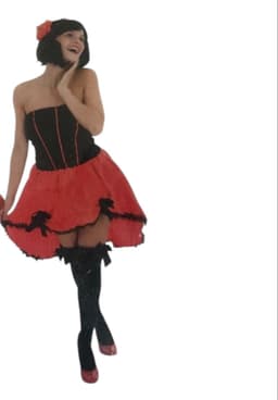Sexy Spaanse Flamingo Verkleedjurk Met Hot Korset achtig Topje – Rood & Zwart – Strapless Carnaval Kostuum – Complete Outfit voor Feest & Rollenspel – Maat Medium — thumbnail 4