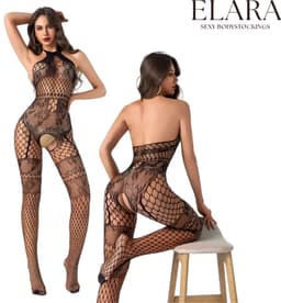 Elara - Milena - Bodystocking Erotische Lingerie met Open Kruis - Catsuit - S t/m XL - Sexy Dames Lingerie - Bodysuit — thumbnail 1