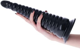 Lusty XXL Buttplug StereoLite - 32.5 c 9 CM - Mega Anaalplug - Met Zuignap - Zwart - Buigzaam PVC - Sexspeeltje - Sextoy voor hem en haar — thumbnail 4