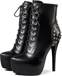 Studded laarzen met platform zool en stiletto hakken grote maat (45) zwart — thumbnail 3