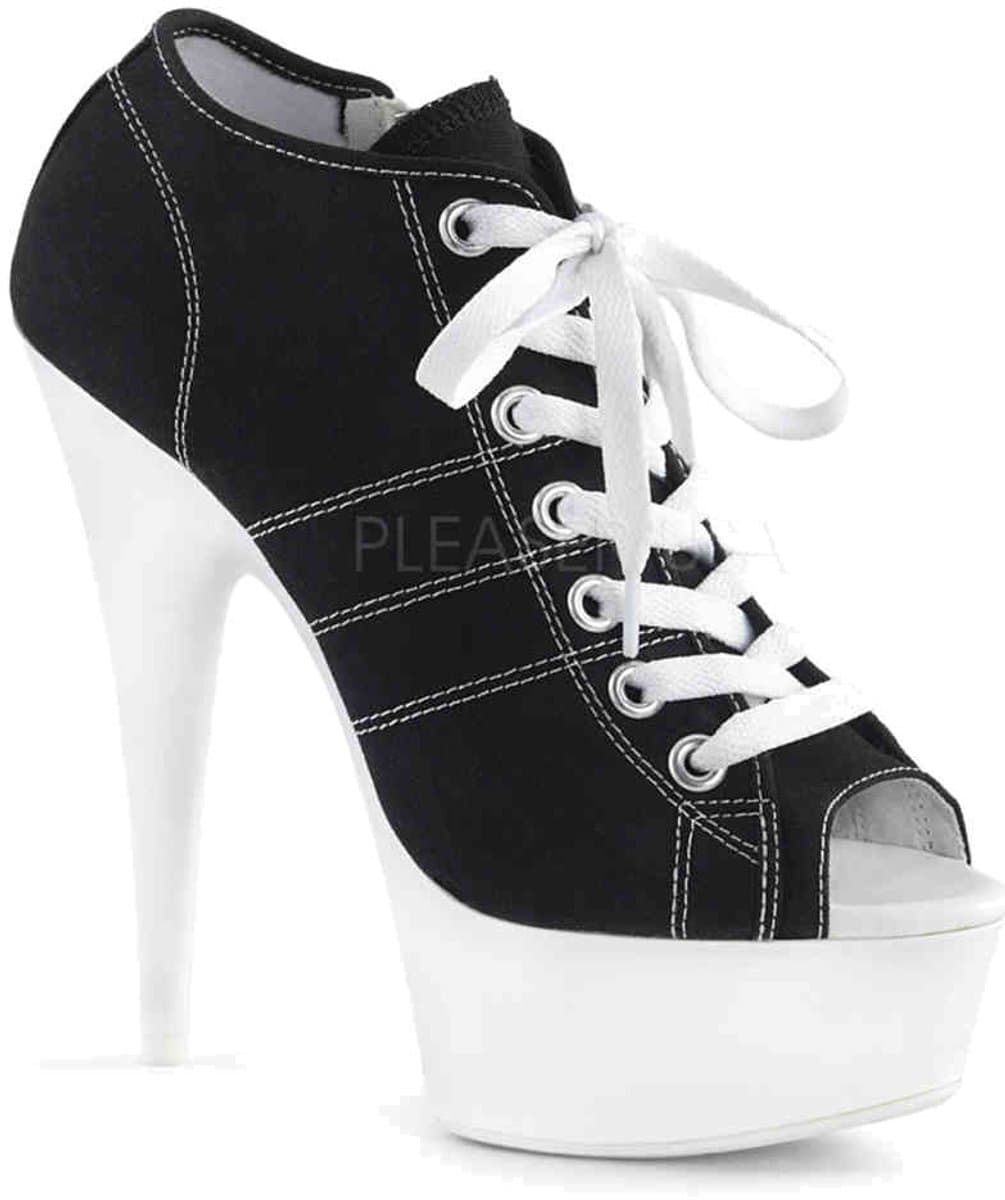 EU 35 = US 5 | DELIGHT-600SK-01 | 6 Heel, 1 3/4 PF Open Toe Sneaker, Side Zip — afbeelding 1
