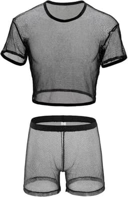 Transparante kleding set mannen - Topje en broekje - Short - Crop - Erotische set heren - Sexy - Clubkleding — thumbnail 3