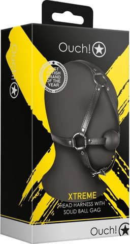 Hoofdharnas met Solid Ball Gag - Zwart — thumbnail 5