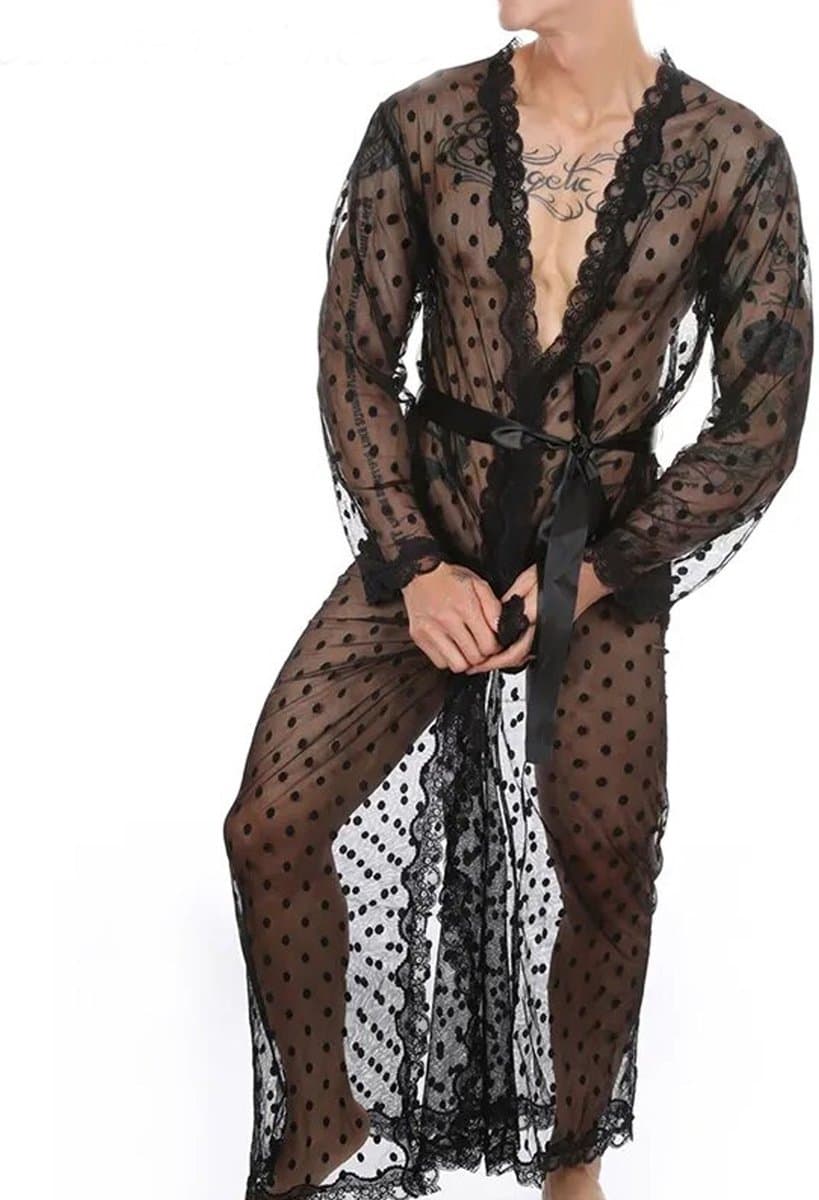 Transparante nachtjapon heren - Met slip - Erotisch en sexy - Nachtkleding — afbeelding 1