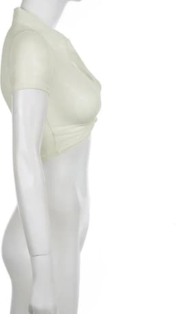 Transparante mesh crop-top - Mini top - Knoopje - Korte mouwen - Decolleté - Erotische shirt - Sexy outfit - Goede kwaliteit — thumbnail 2