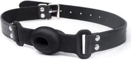 Holle mond gag - Opening voor vloeistof - Siliconen - Verstelbaar - Knevel - Zeer luxe uitvoering - BDSM - Bondage — thumbnail 1