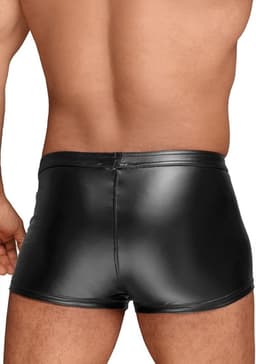 Wetlook shorts with PVC pleats - Black L — thumbnail 4