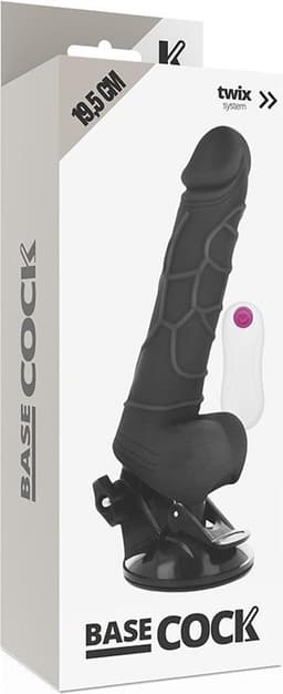 BASECOCK - VIBRADOR REALÍSTICO CONTROL REMOTO Black CON TESTÍCULOS 19.5 CM -O- 4 CM — thumbnail 4