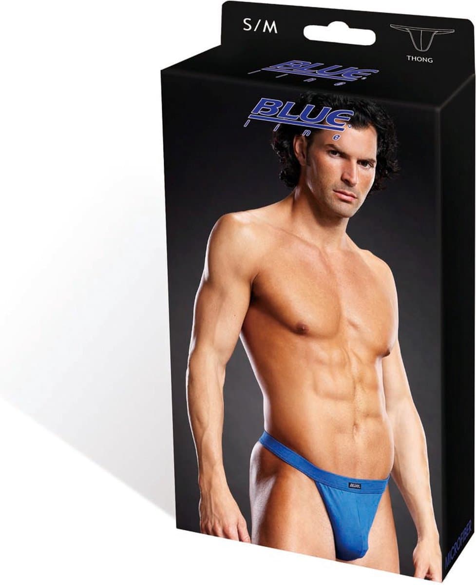 Blue Line - Performance Microfiber Thong String - L/XL - Zwart — afbeelding 1