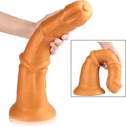 Gold Play - Soft Liquid Siliconen Dildo - Beast - Goud M — thumbnail 5