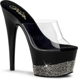 Pleaser - ADORE-701-3 Muiltjes - Paaldans schoenen - 37 Shoes - Zwart/Transparant — thumbnail 1