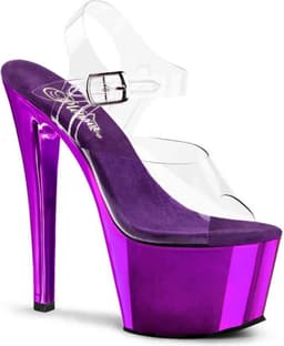 Pleaser - SKY-308 Sandaal met enkelband, Paaldans schoenen - Paaldans schoenen - 35 Shoes - Paars/Transparant — thumbnail 1