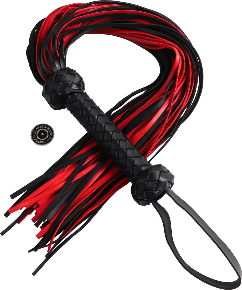 Banoch | Flogger red/black | korte zweep rood/zwart | 64 cm | BDSM — afbeelding 1
