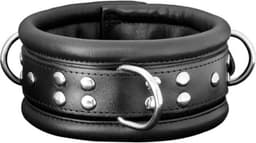 Kiotos Leather - Leren Collar 6.5 cm Gevoerd - Zwart — thumbnail 1