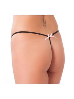 Amorable - Open Slip Met Kleine Strikjes - Zwart/Wit - One Size — thumbnail 2