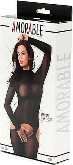 Amorable - Transparante Catsuit Met Open Kruis En billen - Zwart — thumbnail 4