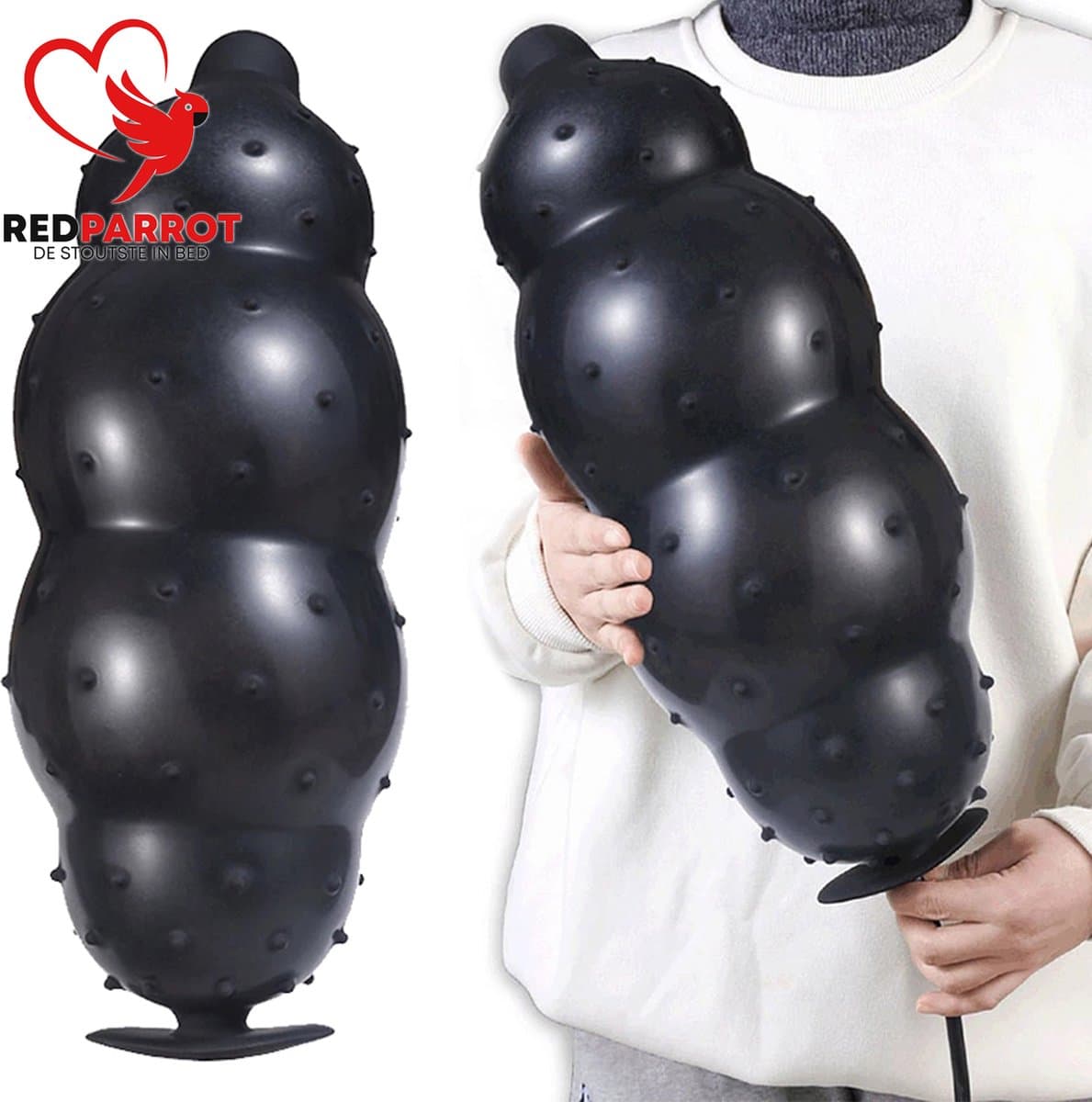 Opblaasbare Buttplug XXL - Black Pro - Anaalplug - Mega - Siliconen — afbeelding 1