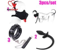 Rollenspel hond - Halsband met riem - Masker - Staart Buttplug - One size - BDSM