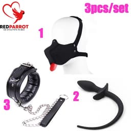 Rollenspel hond - Halsband met riem - Masker - Staart Buttplug - One size - BDSM — thumbnail 2