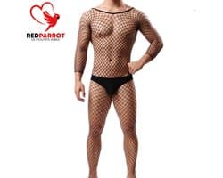 Erotische visnet jumpsuit - Sexy bodysuit heren - BDSM - One size
