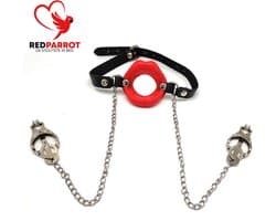 Mondknevel Gag met Tepelklemmen - BDSM - Set - Verstelbare intensiteit