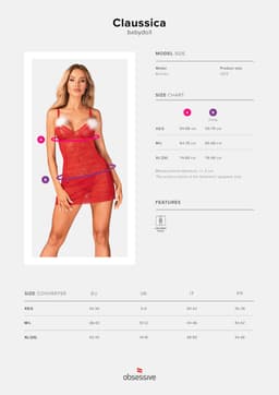 Obsessive - Claussica Babydoll & Thong XS/S — thumbnail 2