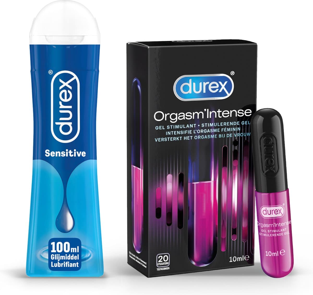 Durex - 110ml Glijmiddel - Play Sensitive 1x100ml - Intense Orgasm 1x10ml - Voordeelverpakking — afbeelding 1