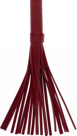 Luxe Zweep - Voor BDSM, SM en Bondage - Flogger - Gemaakt van PU-Leer en Nikkelvrij Metaal - SM Zweepje - Sex Whip - Rood / Goud — thumbnail 4