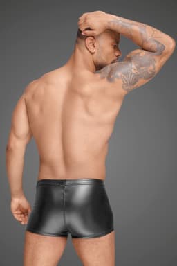 Wetlook shorts with PVC pleats - Black L — thumbnail 3