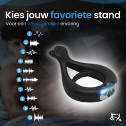 Toys Hub® Vibrerende Cockring met Opbergzakje - Incl. E-BOOK - 10 Vibraties – Sex Toys voor Koppels & Mannen - Penisring - USB oplaadbaar - Cockring Vibrerend - Clitoris Stimulator - Zwart — thumbnail 4