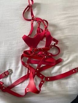 Lederen harnas vrouwen | Erotische taille band goth bretel | Lingerie set | Full body bondage - Roze — thumbnail 6