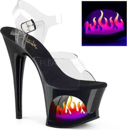Pleaser - MOON-708FLM Sandaal met enkelband, Paaldans schoenen - Paaldans schoenen - 41 Shoes - Zwart/Multicolours — thumbnail 4