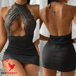 Erotische high-class jurk - Sexy jurk - Open decolleté - Mini rok — thumbnail 3