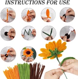 300 Pcs Pipe Cleaner Flower Set Chenille Wire Pipe Cleaner Pipe Cleaner for Crafts with Ribbon and Green Stick for DIY - ShopVlot — thumbnail 5