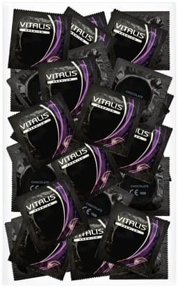 VITALIS condooms pack met chocolade-aroma | Nominale breedte 53 mm | Gevoelsechte gekleurde | Premium gearomatiseerd | Flinterdun voor mannen | 100 stuks — thumbnail 1