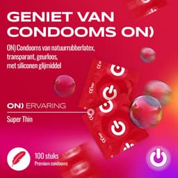 ON) Condooms Super Thin | 54 mm breedte | 100 stuks verpakking | flinterdun | extra dunne 0,055 mm wanddikte — thumbnail 2