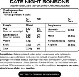 Date Night Bonbons | Lustopwekkende Chocolades | Sex Chocolades | 100% natuurlijk | Maca, Ginseng en Damiana | Melkchocolade met Karamel | Inclusief Truth or Dare Spel | 4 Stuks — thumbnail 5