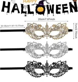 Elegante Venetiaanse Maskers voor Vrouwen - 3 Stuks voor Halloween en Feestjes, Perfecte Kostuumaccessoires voor Avond en Prom — thumbnail 2