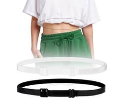 2st Crop Tuck Bands, Crop Verstelbare Band Shirt Tuck Band Elastisch Shirt Cropping Band Crop Top Band Tucking Belt voor Dames Transformeer je Stijl (Zwart + Wit)