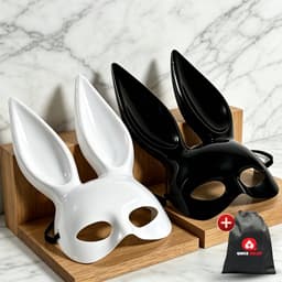 Quick Relief Bunny Masks - Erotisch Masker - Konijn Maskers - Gemaskerd Bal - Carnavals Masker - 2 stuks (Zwart/Wit) — thumbnail 1