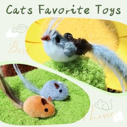 Kattenhengelspeelgoedset, uittrekbare kattenstaaf met 7 reservekoppen (2 vogels, 2 muizen, 3 veren), kattenspeelgoed veer, interactief kattenspeelgoed voor katten en kittens — thumbnail 5