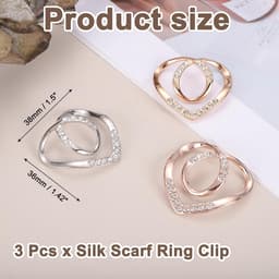 Zijden Sjaal Ring Clip 3 Stuks Hart T-Shirt Stropdassen Clips Sjaal Pin Doek Schuif Sluiting Mode Metalen Kleding Ring Houder Voor Dames Sieraden Accessoires Cadeau Zilver Toon — thumbnail 5